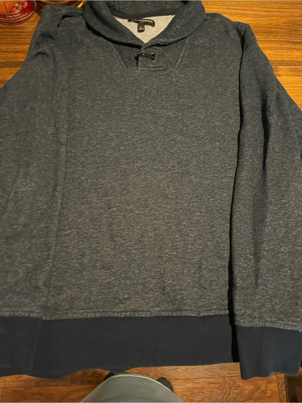 Banana Republic Navy Hooded Pullover with Toggle Detail